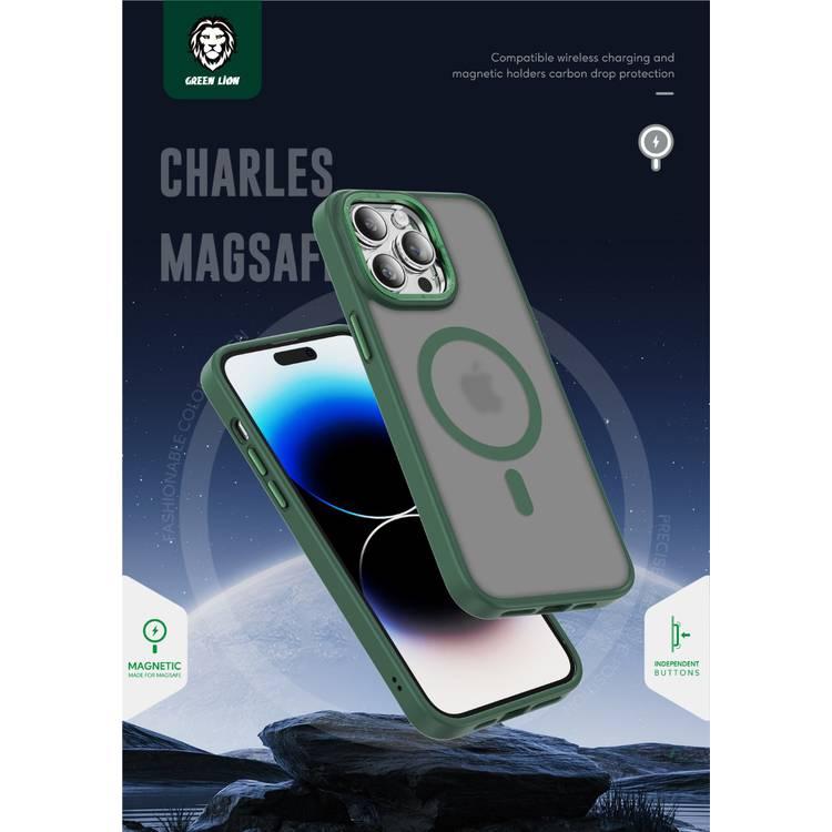 جراب Green Lion Charles Magsafe لهاتف iPhone 14 Pro - أسود