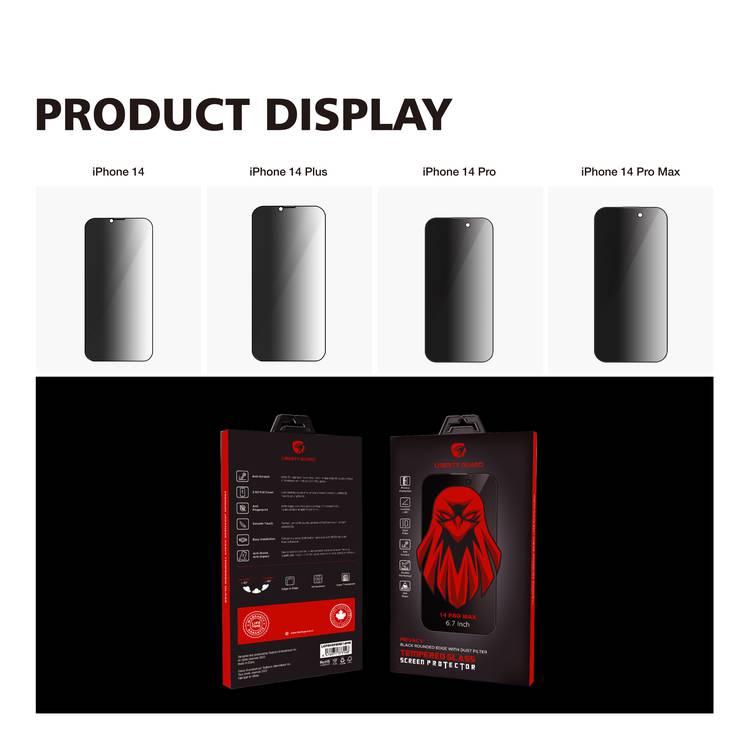 Liberty Guard 2.5D غطاء كامل للخصوصية مع مرشح غبار DR iPhone 14 Pro - أسود