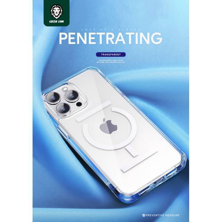 جراب Green Lion Series 8 الشفاف مع شريط امتزاز مغناطيسي قوي iPhone 14 Pro Max - صافي