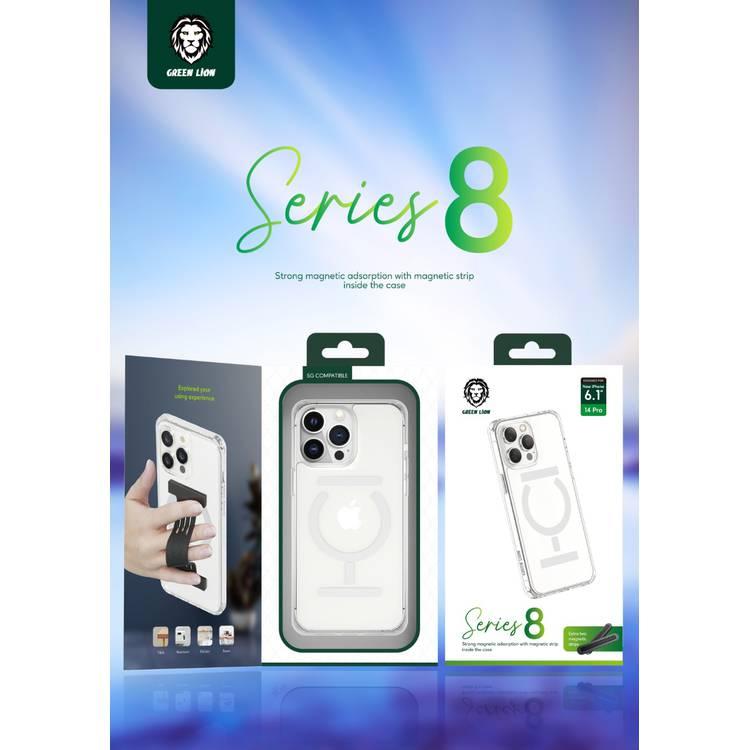 جراب Green Lion Series 8 الشفاف مع شريط امتزاز مغناطيسي قوي iPhone 14 Pro - صافي
