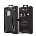جراب Tumi HC مصنوع من الجلد وألياف الكربون اللامع مع فتحة بطاقة عمودية لهاتف iPhone 14 Pro Max - أسود