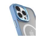 Comma Joy Elegant Metal Magnet Anti-Shock Case for iPhone 14 Plus- Blue