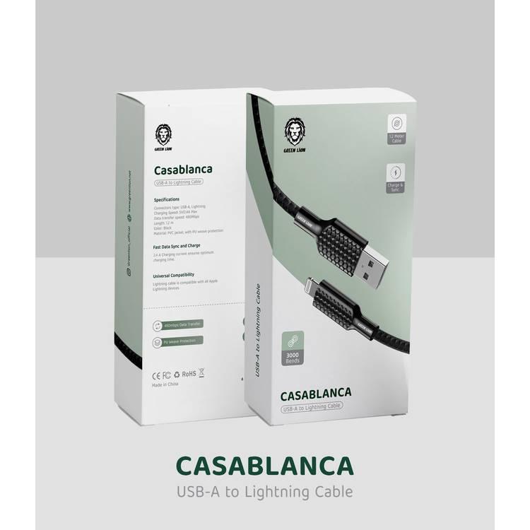 Green Lion Casablanca USB-A إلى Lightning - أسود