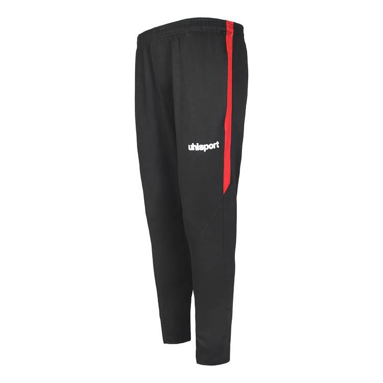 uhlsport Men's Pants, Light & comfortable for training, Two side zip pockets, Super receptive material for perfect connection, Suitable for indoors & outdoors -  Black/Red - XL