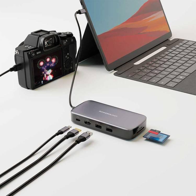 باورولوجي موزع USB-C سعة 512 جيجا بايت ومحرك أقراص SSD متعدد الإمكانات - رمادي