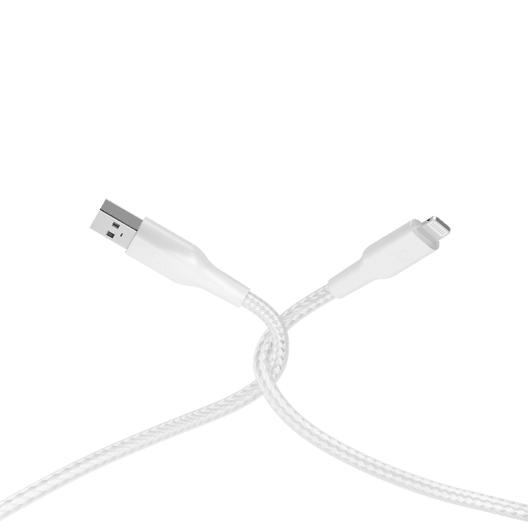 Powerology Braided USB-A To Lightning Cable  - White