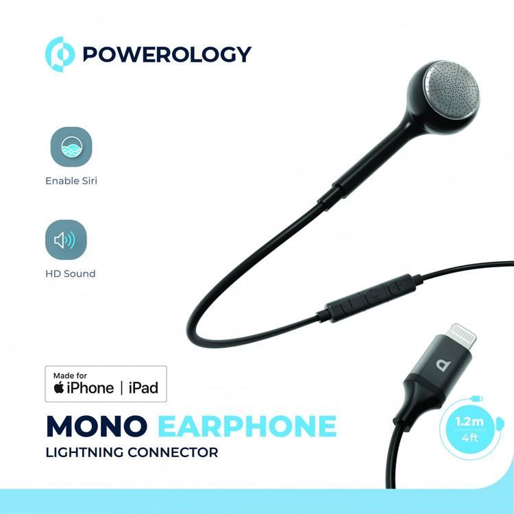 Powerology Mono Earphone Lightning Connector - Black