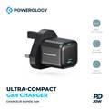 Powerology UK 3Pin Ultra-Compact GaN Charger  - Black