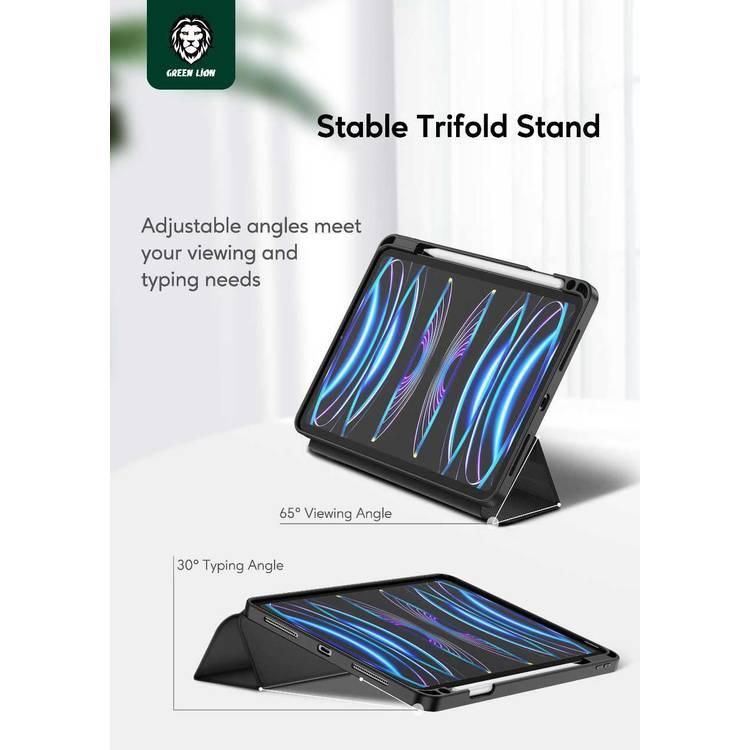 غطاء Green Lion Hogo Premium مع حامل أقلام - iPad 10 "/ 10.9" - أسود