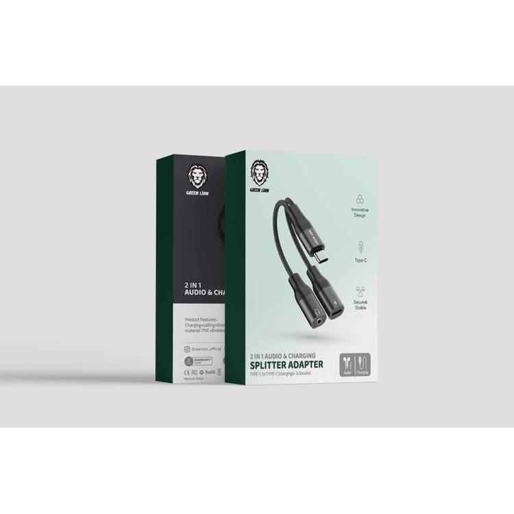 Green Lion 2 in 1 Audio &amp; Charge USB C Adapter [Type-C + 3.5 audio jack]