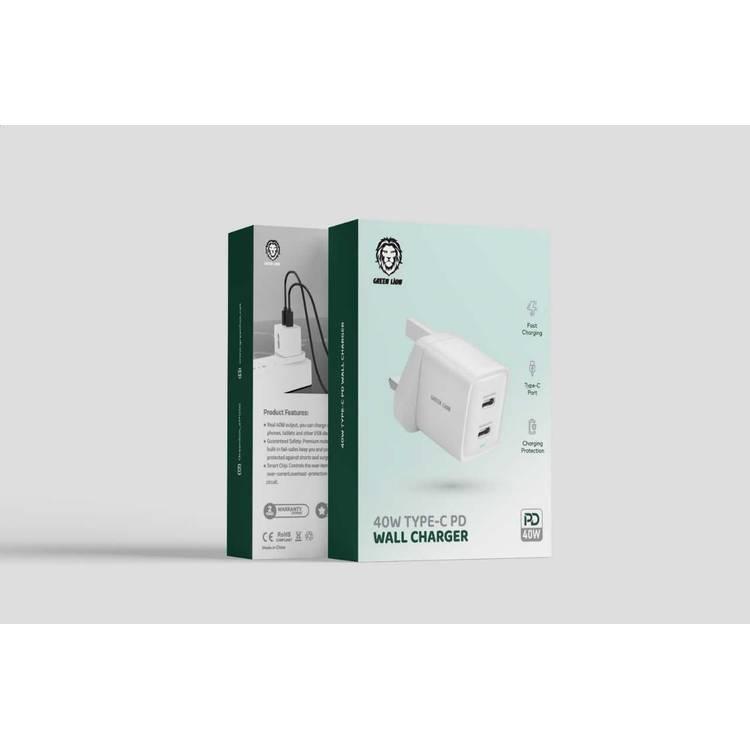 Green Lion 40W Type-C PD Wall Charger - White