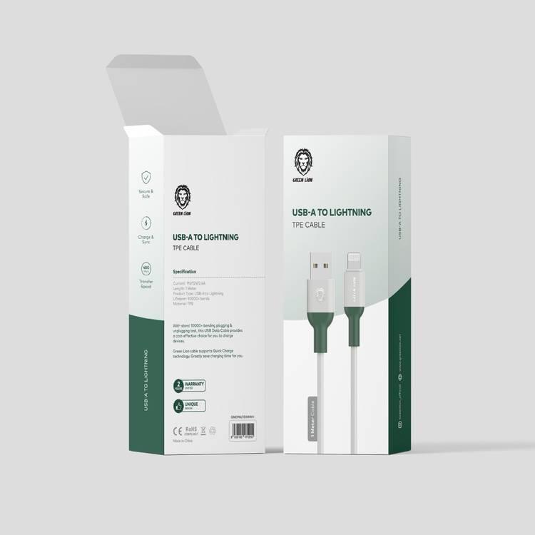 Green Lion USB-A to Lightning Cable - 1-Meter TPE Cable - White