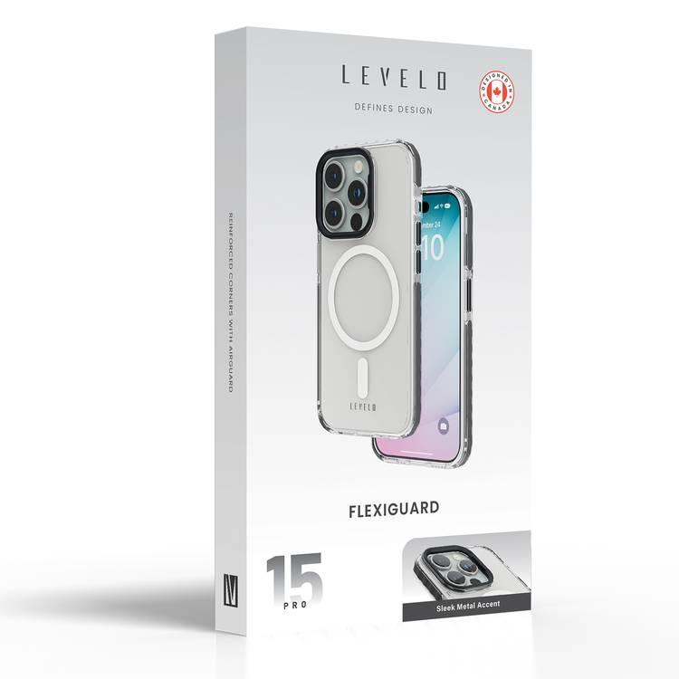 Levelo FlexiGuard Transparent Case for iPhone 15 Pro - Black