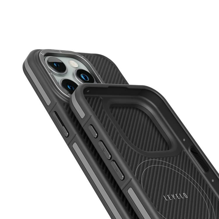 Levelo Ox Carbon Case For iPhone 15 Pro - Gray