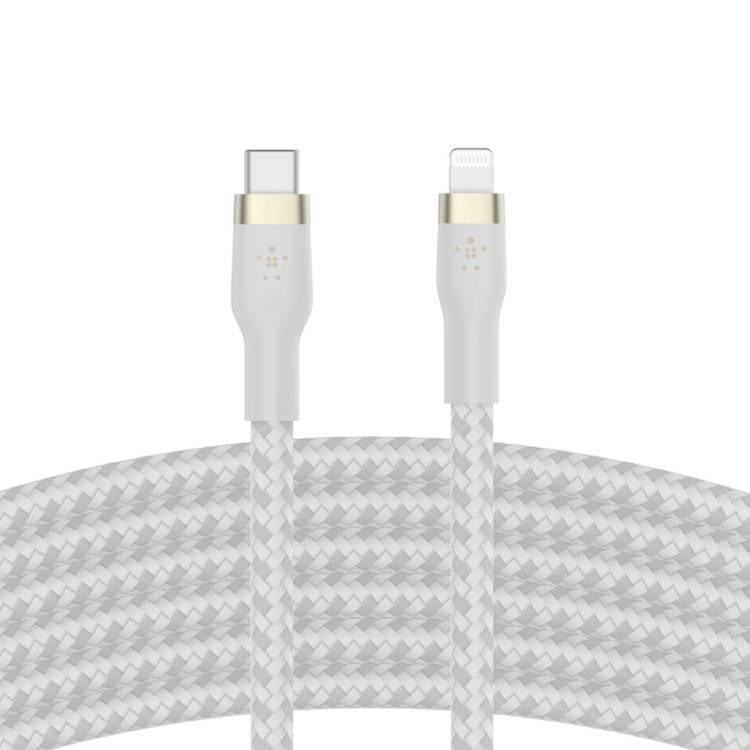 Belkin BOOST CHARGE™PRO Flex USB-C to Lightning Cable_Braided Silicone 10ft , 3M - White