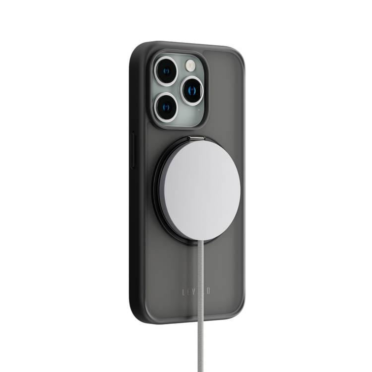 Levelo MagSafe Ringo Multi-Functional Kickstand Case For iPhone 15 Pro - Black - أسود