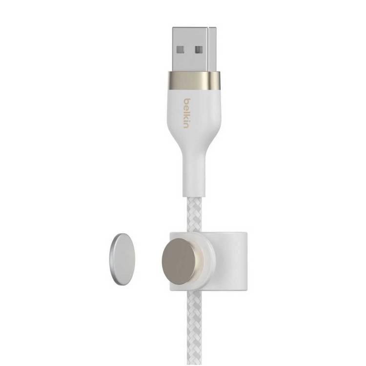 كابل Belkin BOOST CHARGE™PRO Flex USB-A إلى Lightning - سيليكون مجدول، 3 متر - ابيض