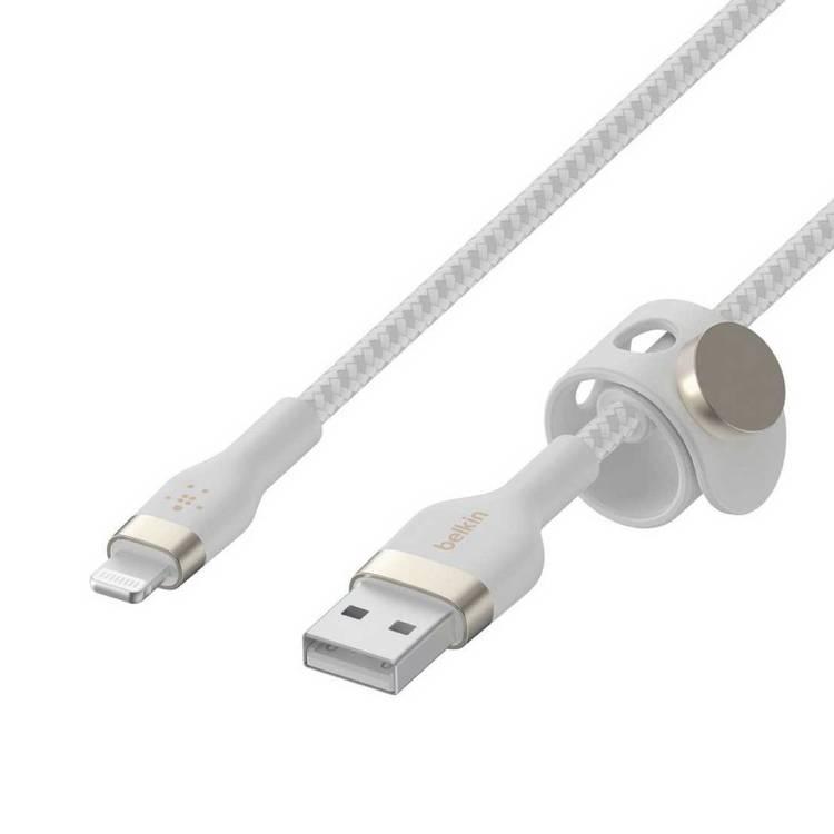 Belkin BOOST CHARGE™PRO Flex USB-A to Lightning Cable_Braided Silicone, 3M - White