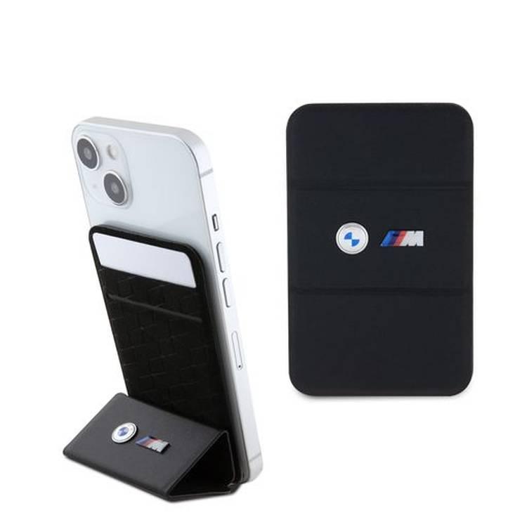 محفظة BMW M Magsafe PU بشعارات معدنية - أسود