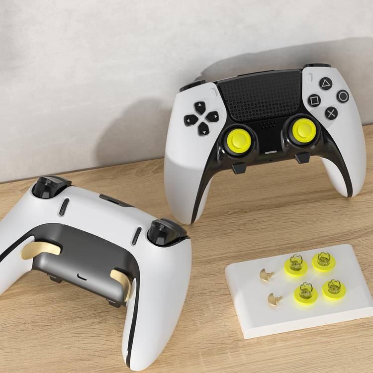 Porodo Gaming PS5 Edge Controller 6in1 Thumb Stick Caps + مجموعة الأزرار الخلفية - الأصفر