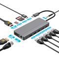 Powerology 12in1 USB-C Hub HDMI Type-C 100W PD Ethernet VGA USB SD MicroSD 3.5AUX - Dark