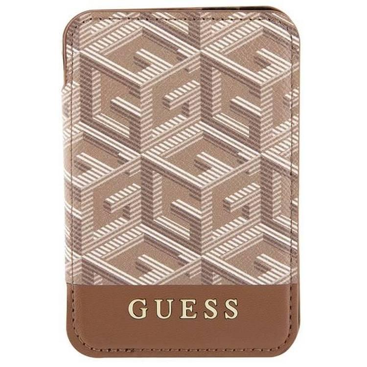 Guess Wallet Cardslot Stand Gcube Stripe Magsafe - Brown