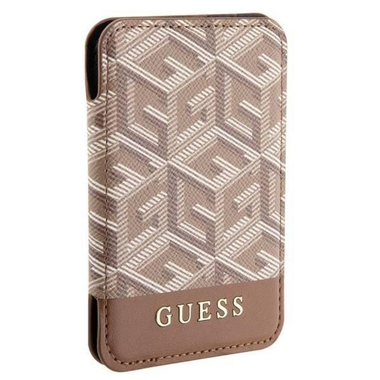 Guess Wallet Cardslot Stand Gcube Stripe Magsafe - Brown