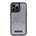 Karl Lagerfeld Rhinestone with Logo Metal Plate Case for iPhone 15 Pro Max - Silver