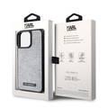 Karl Lagerfeld Rhinestone with Logo Metal Plate Case for iPhone 15 Pro Max - Silver