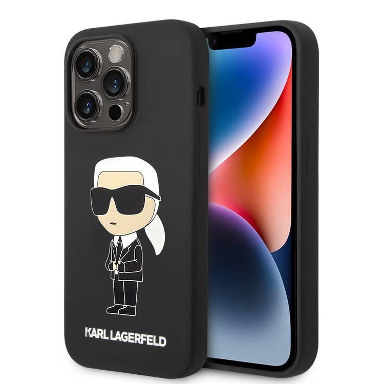 Karl Lagerfeld Silicone Hard Case With Ikonik NFT Logo For  iPhone15 Pro Max - Black