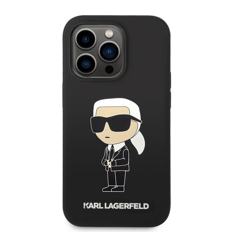 Karl Lagerfeld Silicone Hard Case With Ikonik NFT Logo For  iPhone15 Pro Max - Black