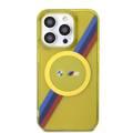BMW Magsafe Case with M Tricolor Stripes Design for iPhone 15 Pro  - Yellow