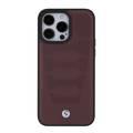 BMW Leather Case with Sign Seats Pattern for iPhone 15 Pro Max - Burgundy