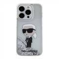 حافظة Karl Lagerfeld Liquid Glitter مع رأس NFT Karl - فضة - iPhone 15 Pro