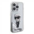 Karl Lagerfeld Liquid Glitter Case with NFT Karl Head - Silver - iPhone 15 Pro