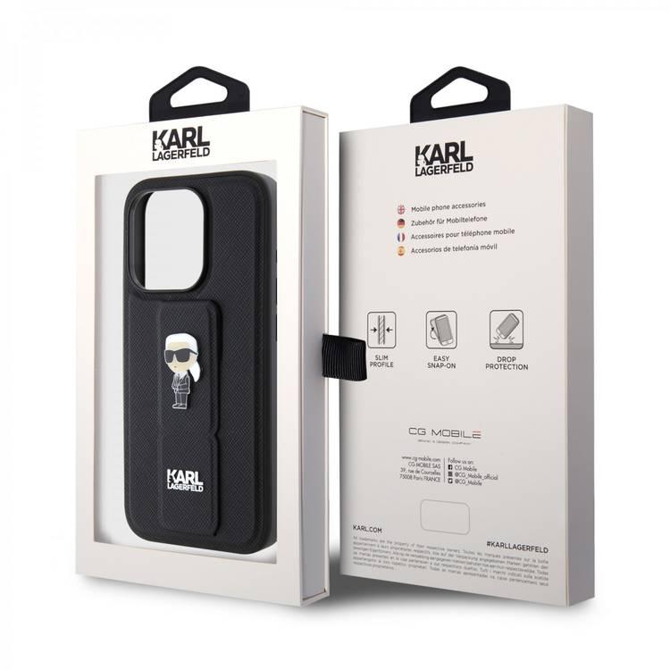 حقيبة كارل لاغرفيلد سافيانو الجلدية مع شعار كارل أيكونيك - أسود - iPhone 15 Pro Max