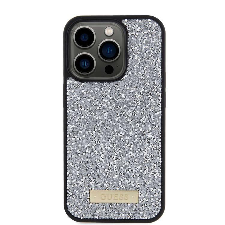 Guess Rhinestone Case with Metal Logo - Clear - iPhone 15 Pro Max