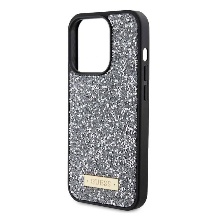 Guess Rhinestone Case with Metal Logo - Clear - iPhone 15 Pro Max