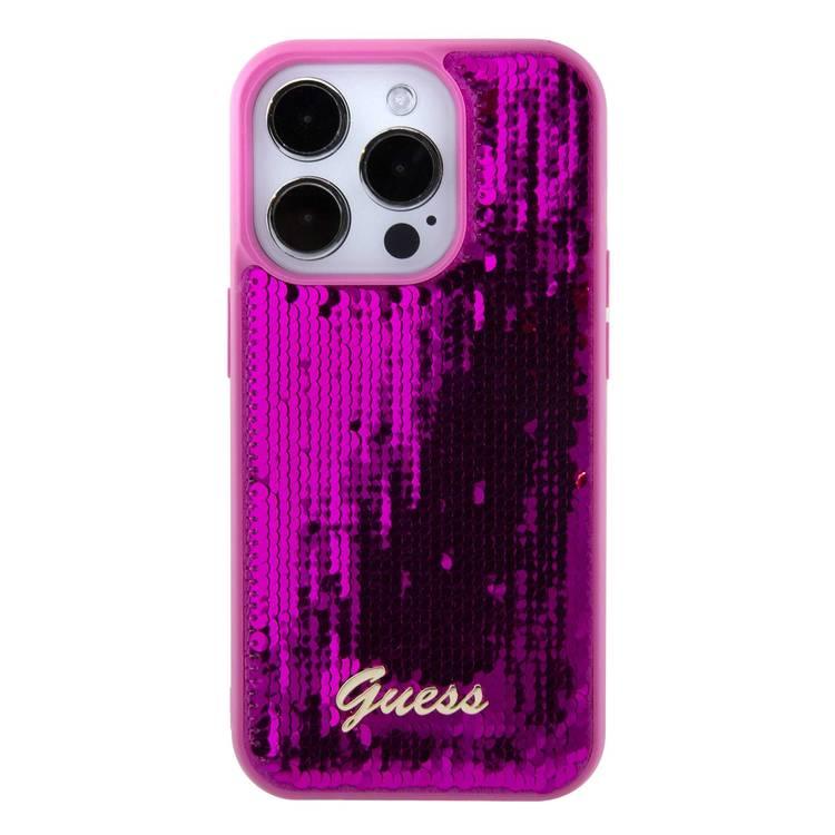 Case Guess Sequin Script Metal do iPhone 15 Pro Max - fioletowy