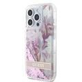 Guess HC Liquid Glitter Case with Flower Pattern  - Pink - iPhone 15 Pro