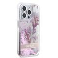 Guess HC Liquid Glitter Case with Flower Pattern  - Pink - iPhone 15 Pro