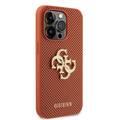 Guess Perforated PU Leather Case with 4G Glitter  - Orange - iPhone 15 Pro