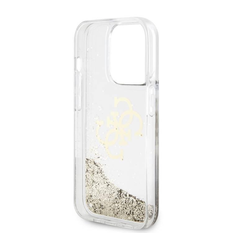 حافظة Guess Liquid Glitter مع شعار 4G مطلي بالكهرباء - ذهب - iPhone 15 Pro