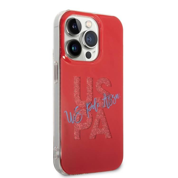 U.S.Polo Assn. IML Glitter Script Hard Case for iPhone 15 Pro Max - Red