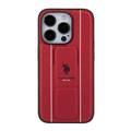 U.S.Polo Assn. PU Leather Textured Pattern Grip Stand Case for iPhone 15 Series - Red - iPhone 15 Pro