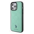 U.S.Polo Assn. PU Leather HS Pattern Case for iPhone 15 Pro Max - Black - أخضر - iPhone 15 Pro Max