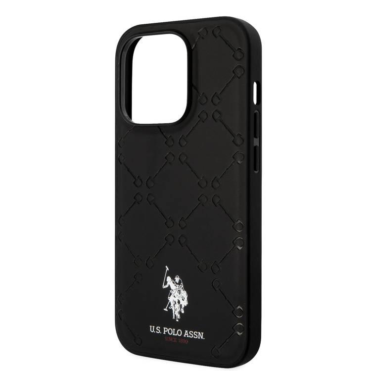 U.S.Polo Assn. PU Leather HS Pattern Case for iPhone 15 Pro Max - Black - أسود - iPhone 15 Pro Max