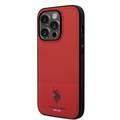 U.S.Polo Assn. PU Leather Mesh Pattern DH Case for iPhone 15 Series - Red - iPhone 15 Pro