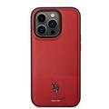 U.S.Polo Assn. PU Leather Mesh Pattern DH Case for iPhone 15 Series - Red - iPhone 15 Pro
