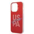 U.S.Polo Assn. IML Glitter Script Card Case for iPhone 15 Pro - Black - أحمر